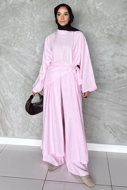 Elastic Waist Pants and Blouse with Pieces, Islamic Clothing, Two-Piece Set