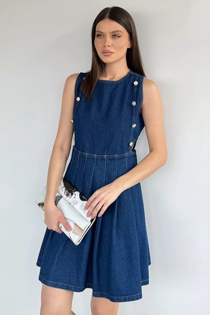 Pleated Jean Denim Dress