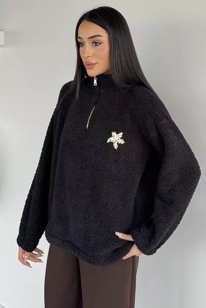 Gülseli Women's Half-Zip Plush Sweatshirt