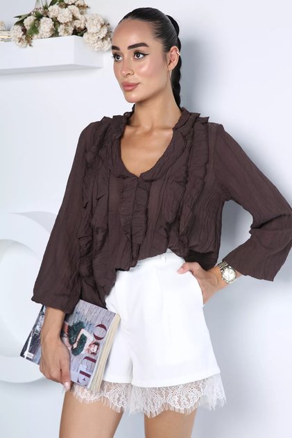 V-Neck Ruffle Blouse