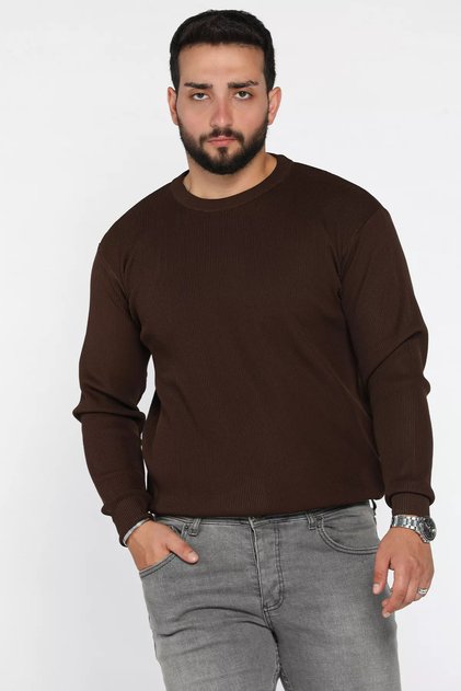 Crew Neck Patterned Men's Knitwear Sweater