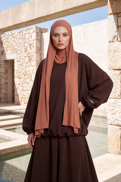 Boynu Kapatan Ninja Boneli Practical Combed Shawl, Ps-59, Cappuccino