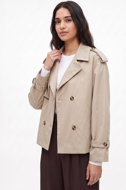 Roba Detailed Short Trench Coat 001 - Stone