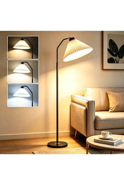 Luxury Household Floor Lamp, 9W Power, 3-Color Dimmable Light