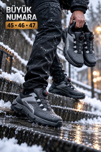 45-46-47-48 Large Size Men's Waterproof Off-Road and City Shoes with Dial Mechanism