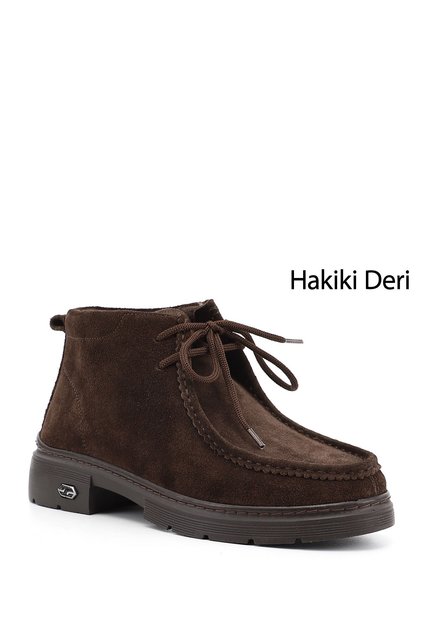 Women's Brown Suede Lace-Up Genuine Leather Comfort Boots