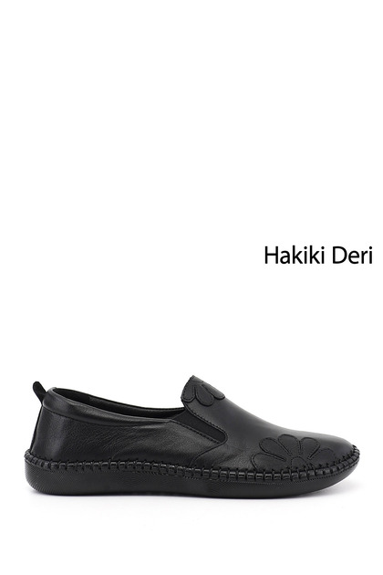 Women's Black Genuine Leather Comfort Shoes