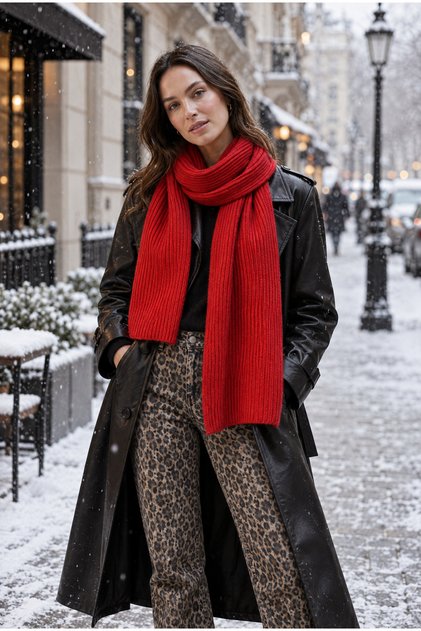Women's Knitted Scarf - Red