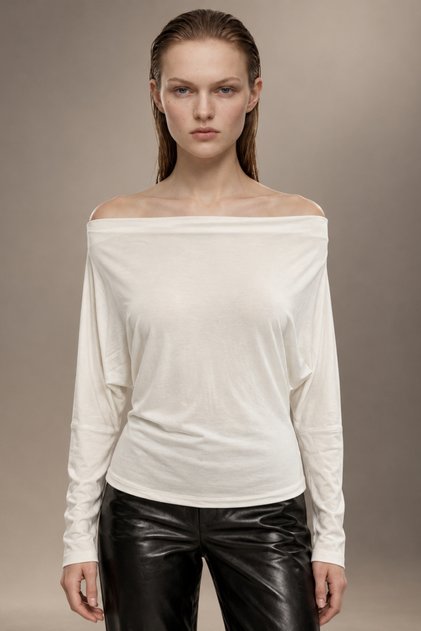 Long Sleeve Loose One Shoulder Low-Cut Bluz