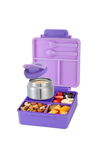Other 1 4 PURPLE Four-Grid Lunch Box With Insulated Soup, For Teenagers And Workers At School, Cante