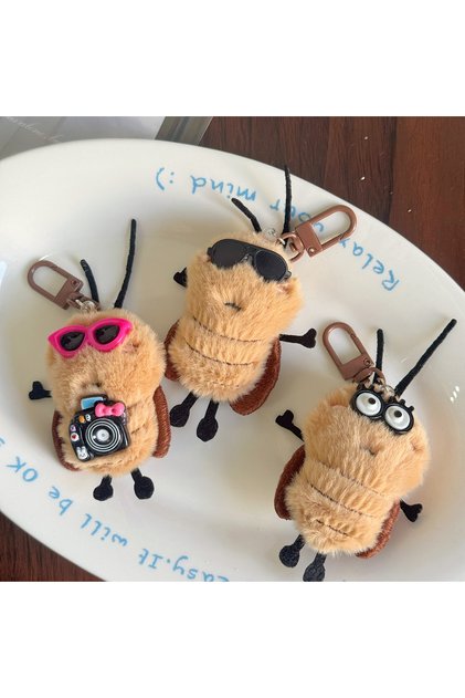 C3-3PCS 3PCS Puppy Keychain with Bowknot Soft Polyester Backpack Charm Whimsical Keyring Accessory f