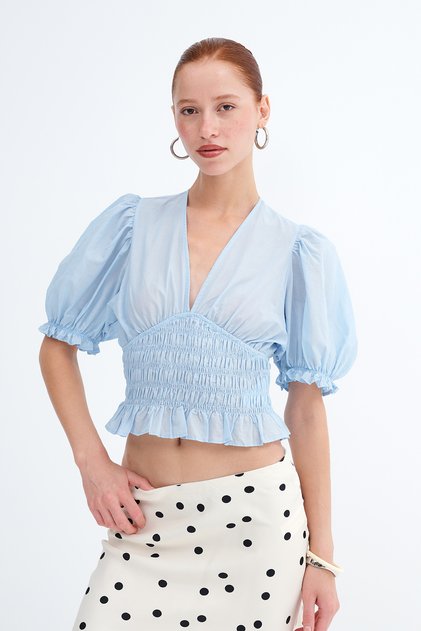 Balloon Sleeve Gathered Blouse P19479