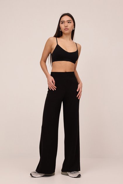 Yüksek Bel Triko Wide Leg Pantolon PN9383