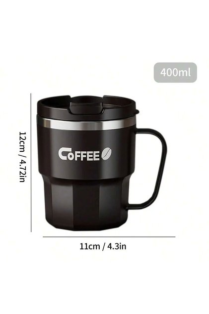 Black 400/480ML 304 Stainless Steel Coffee Cup With Lid&Handle Double Layer Coffee