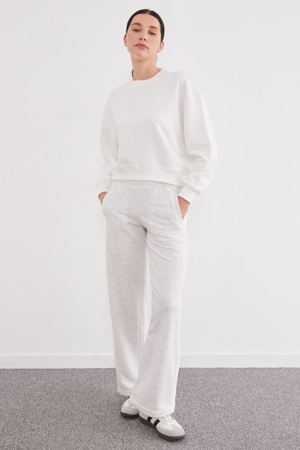 Palazzo Sweatpants with Side Stripes