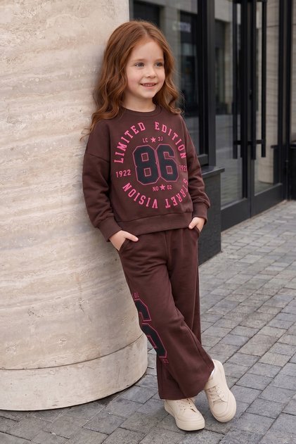 3 İplik 86 Printed Girls' 2-Piece Set