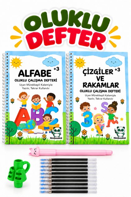 Sihirli Kalemli Oluklu Yazmayı Kolayca Öğreten Kitap (Kabartmalı) Alfabe ve Çizgiler Rakamlar Defteri Güzel Yazı, Yazı Düzeltme
