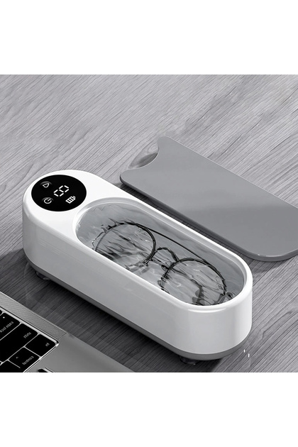 Grey High-Frequency Glasses Cleaner - 1pc Wireless Multi-Purpose Cleaning Machine for Eyewear & Acce