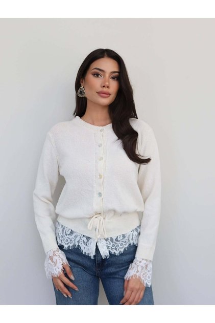 Lace Detailed Knitwear Cardigan