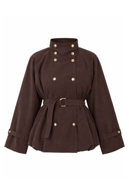 Gold Button Belted Trench