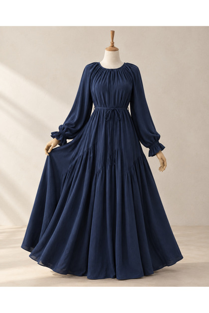 Verev Gathered Dupai Silk Dress 150 cm Anka262039
