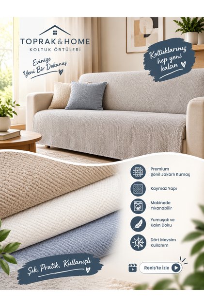Toprak&Home Non-Slip Velvet Sofa Cover 170X210 cm – Sofa Bed Cover – Sofa Protector