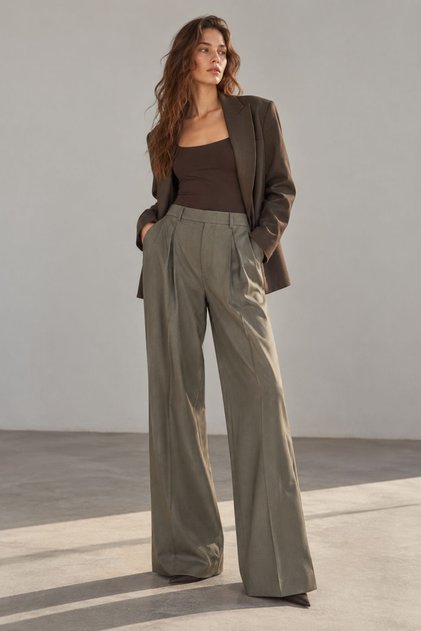 Premium BALLARD Mid-Waist Wide-Leg Woven Trousers