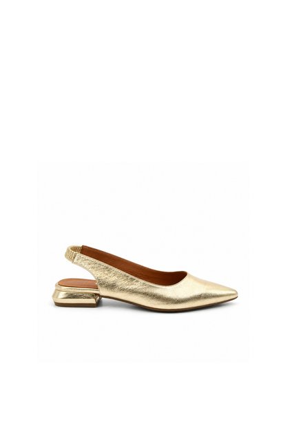 Gold Color Genuine Leather Slingback Ballerinas – 2 cm Heels