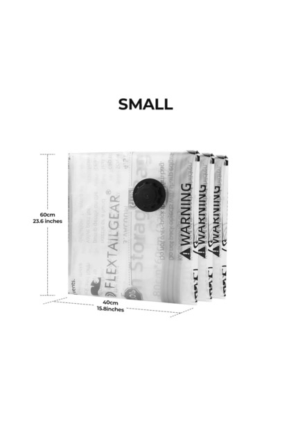Small FLEXTAIL Vacuum Bag Set – 4pcs Durable Space-Saving Bags for Clothes and Bedding (Pump Require