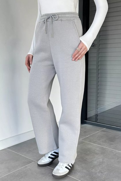 Women's lace-up three-thread raised wide leg palazzo bottom tracksuit