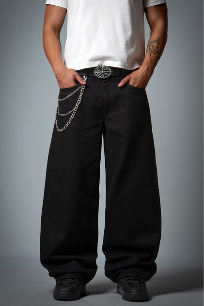 Black Wide Leg Super Baggy Men's Jeans