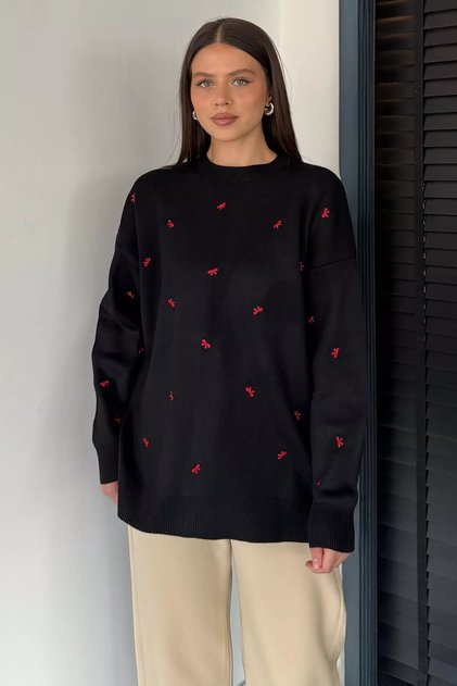 Women's Ribbon Embroidered Knitwear Sweater (Available in M-L-Xl)