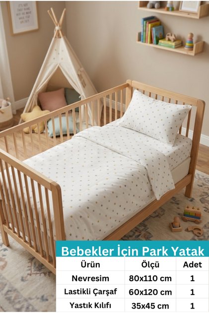 Linevra 100% Cotton Ranforce Baby & Kids Park Bed Fitted Duvet Cover Set | Rubberized | 80X110 cm