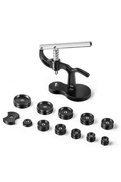 black Professional Watch Back Case Press Tool For Close Watches With 12 Mould Sizes Back Cover Press