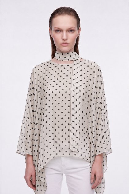Women's Bat Sleeve Polka Dot Chiffon Blazer