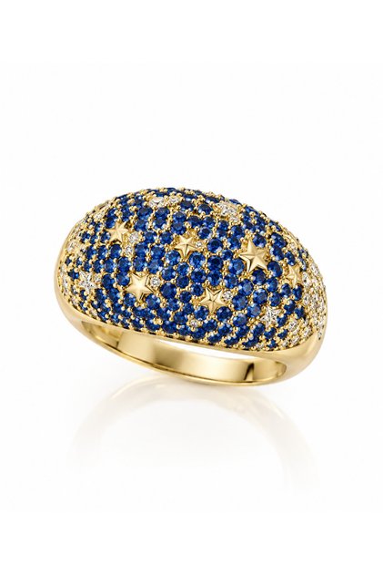 Dark Blue Zircon Stone Star Detailed Adjustable Premium Statement Design Ring