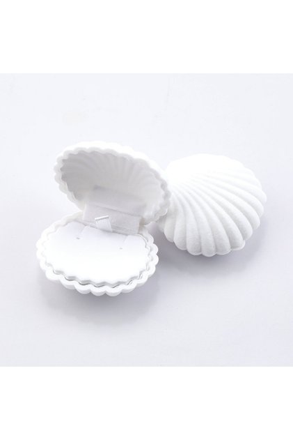 White 1 Piece Lovely Shell Shape Velvet Jewelry Box Wedding Engagement Ring Box for Earrings Necklac