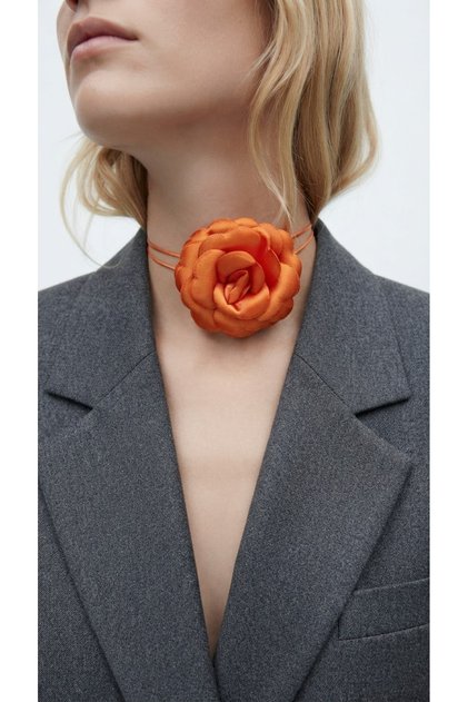 Lace-Up Fabric Flower Choker Necklace Rose Necklace