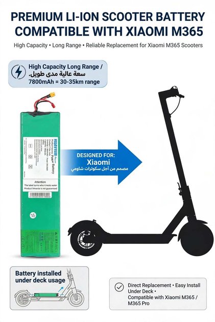 Rawaasi Xiaomi Scooters 36V 7800mAh 280.8Wh - High Capacity Long Range with Specific Connector Set - بطارية ليثيوم أيون فائقة الجودة للسكوترات لسكوترات شاومي 36 فولت