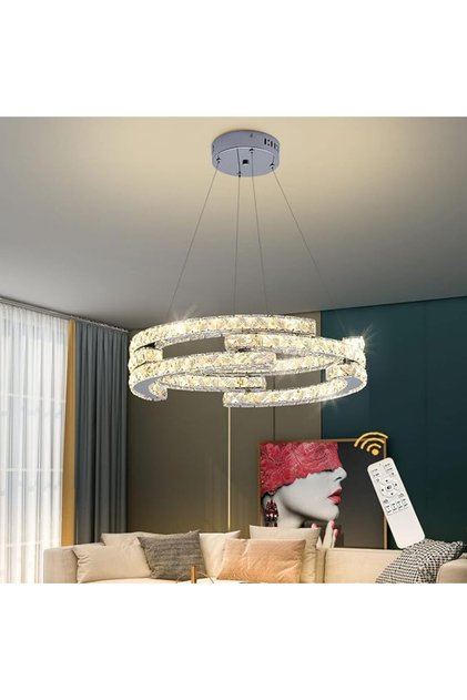 Modern LED Pendant Light, Gold Dimmable Chandelier with Remote