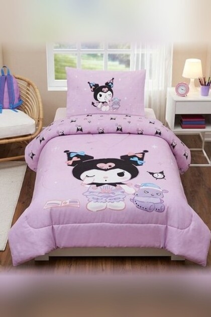 Duvet Cover Set Ranforce Single Purple Kuromi (Licensed)