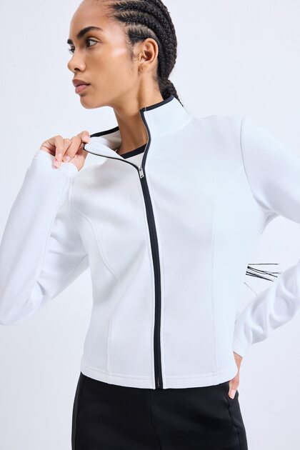 Standard Fit High Collar Zippered Scuba Diving Fabric Basic Sportsman Cardigan H8523Ax26Au