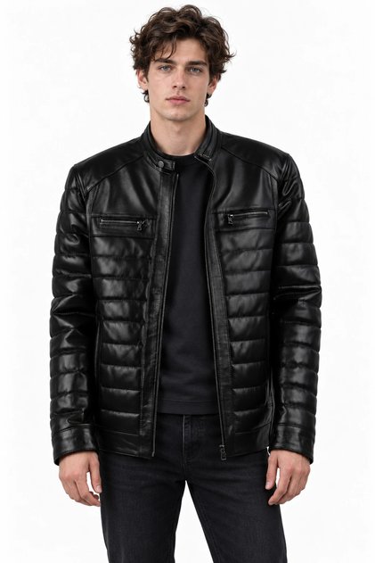 Black Leather Men's Leather Coat