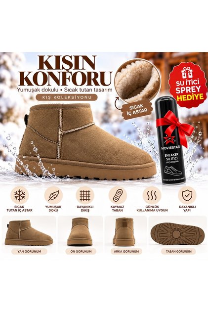 Warm Plush Lining Inside Suede Ultra Mini Winter Boots