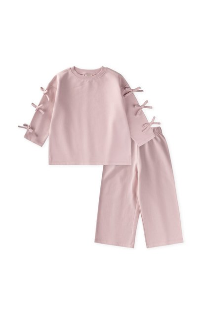 Şardonlu Sweatshirt Set 2-8 Years Powder Pink