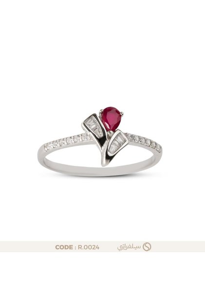 Emerald Pink Rose Ring 925 Sterling Silver Rhodium Plated