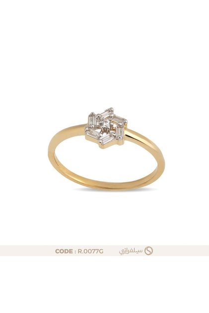 Star Baguette Ring 925 Silver Zircon Rhodium and Gold Plated Ring