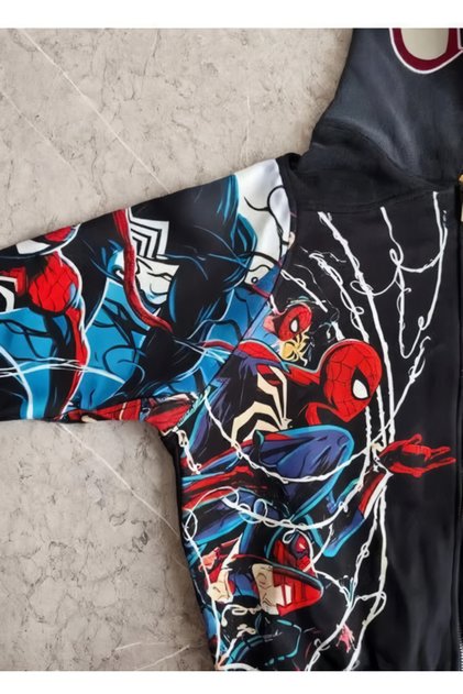 Black Spider-Man Streetwear Y2K Hooded Cardigan