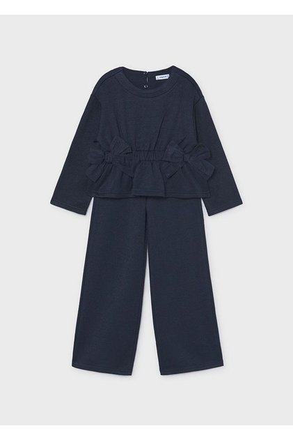 Girl's Knitwear Trousers Blouse Set Navy Blue 4530