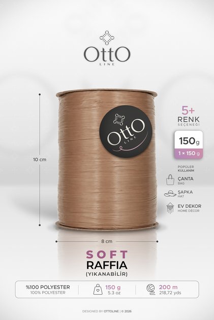 MEKA RAFIJA • Svijetlo braon (G34) • 150gr/200m • Plastična periva rafija • Torba, šešir, dekoracija za dom